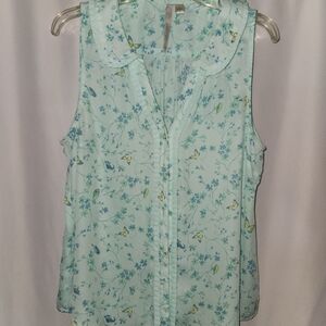 LC Lauren Conrad Light Blue Floral Blouse  size L #summer #feminine